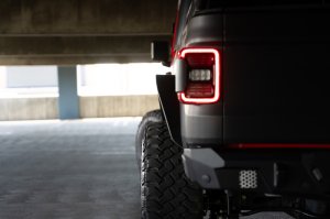 Jeep Gladiator JT Fender Flares - Front - DV8 Offroad - Slim, Micro-texture, Dual Stage Daytime Running Lights - Black - `20-`23